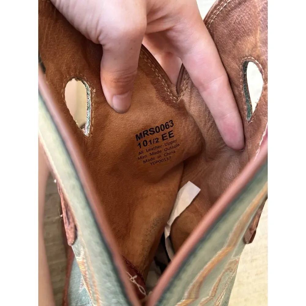 Twisted X 14 Inch Western Square Toe Cowboy Leather Boots, Size 10.5 EE